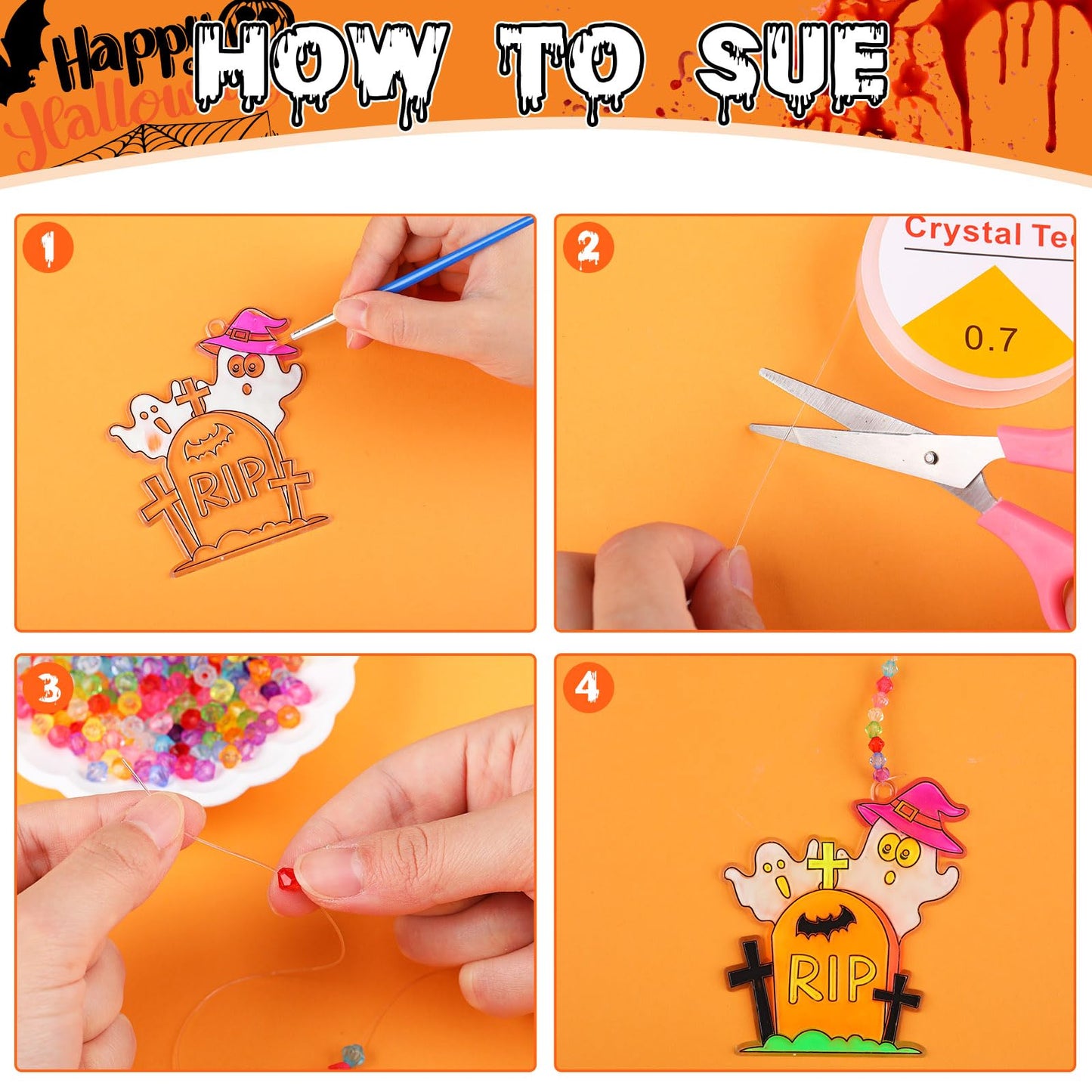 32 Sets Valentines Day Glow in The Dark Suncatcher Ornaments DIY Window Paint Art Craft Kit, Include Love Heart Flowers Cupid C