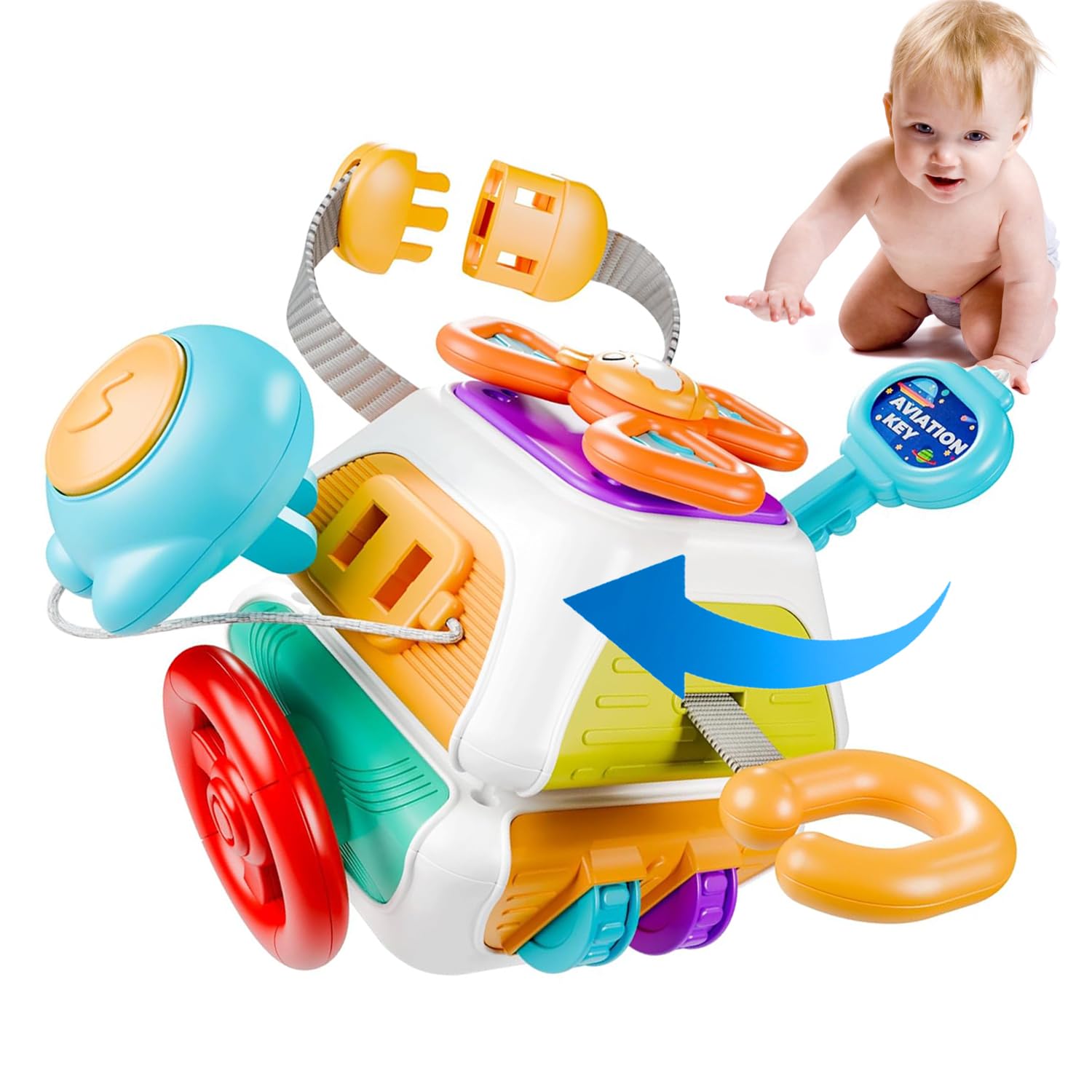 GZSDLL Montessori Busy Cube for Toddlers,Car Travel Toys Busy Board Activity Cube,Kids Educational Birthday Gifts Sensory Baby T