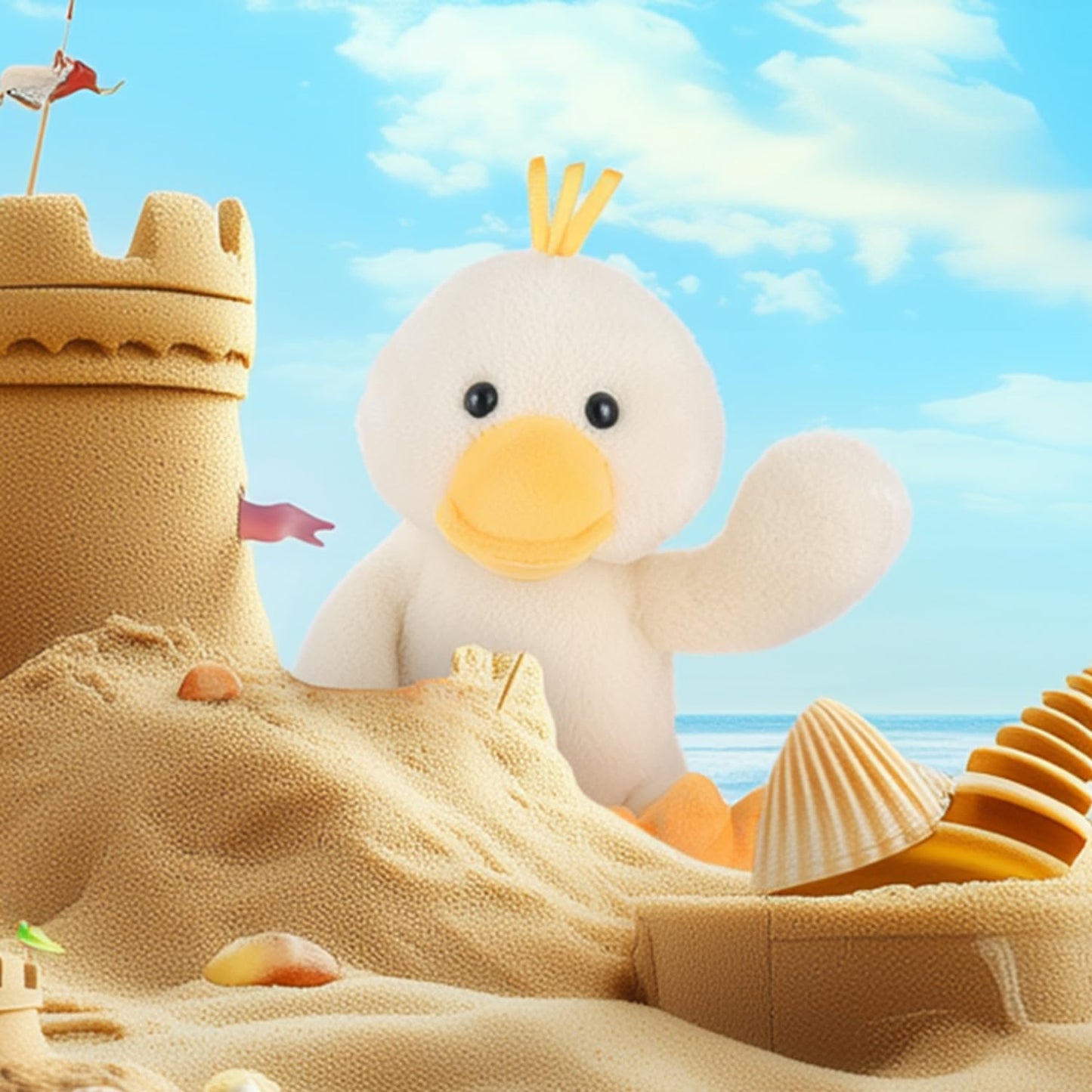 Apricot Lamb Toys Plush White Velvet Duck With Thin Foot Stuffed Animal Soft Cuddly Perfect For Kids 8.5 Inches