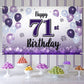 LASKYER Happy 71st Birthday Decorations,71st Purple Balloon Large Birthday Banner Backdrop Sign,71 Years Old Bday Party Supplies
