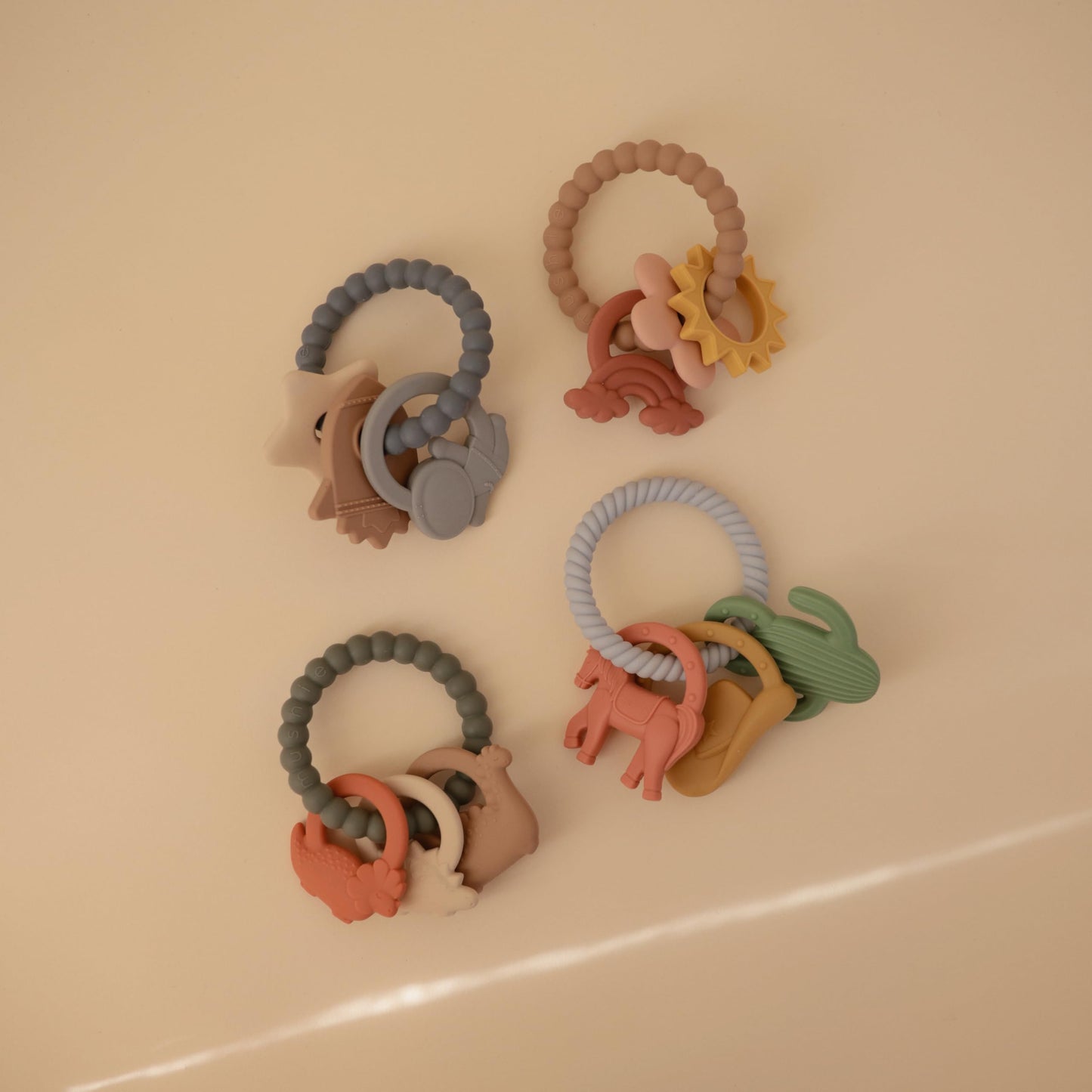 mushie Silicone Teething Ring Toy - Western Color - Model MTR-103 - Safe and Stylish Baby Teether