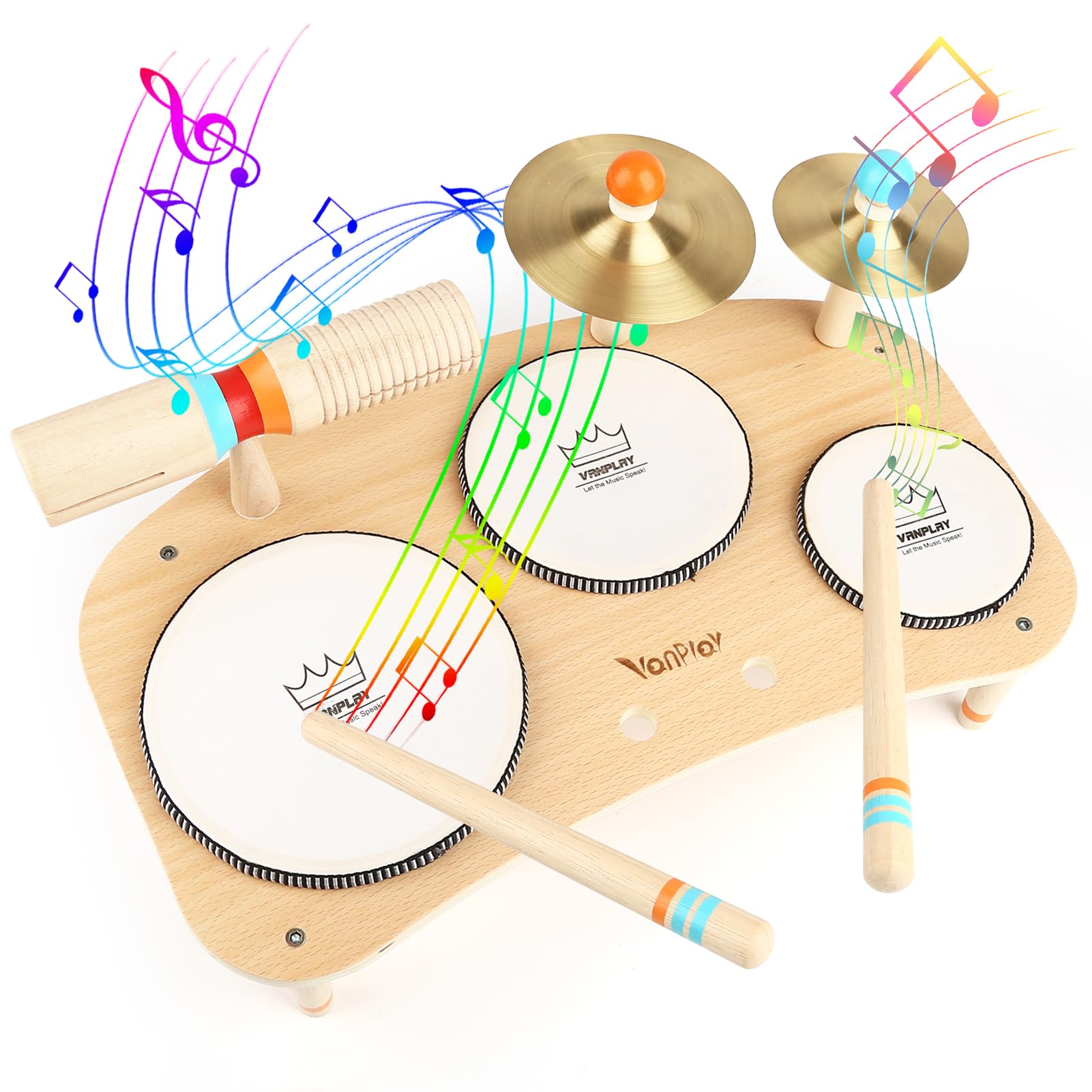Kids Drum Set For Toddlers 1-3, Musical Instruments Toys For 1 Year Old Boy Girls Gifts, Wooden Montessori Toys 1 2 3 Year Old, 1St Christmas Birthday Gifts For Boys Girls Age 1-2