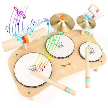 Kids Drum Set For Toddlers 1-3, Musical Instruments Toys For 1 Year Old Boy Girls Gifts, Wooden Montessori Toys 1 2 3 Year Old, 1St Christmas Birthday Gifts For Boys Girls Age 1-2