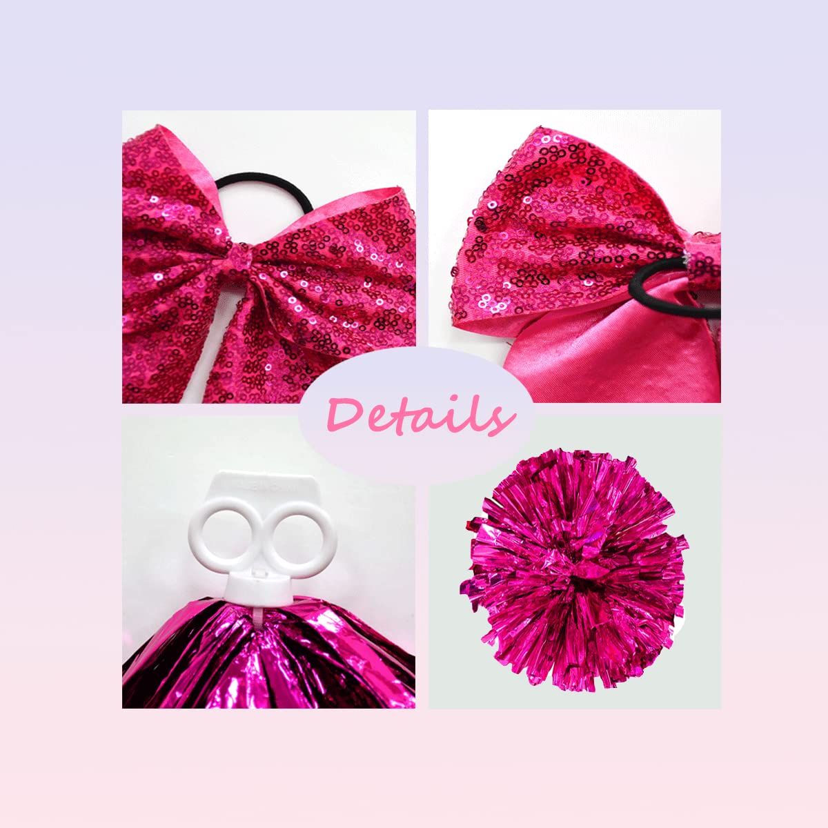 Zombie 3 Cheerleader Dresses for Girls Alien Dresses for Girls Zombies Dresses Kids with Pom Poms and Bow Hair Rope 7-8Y