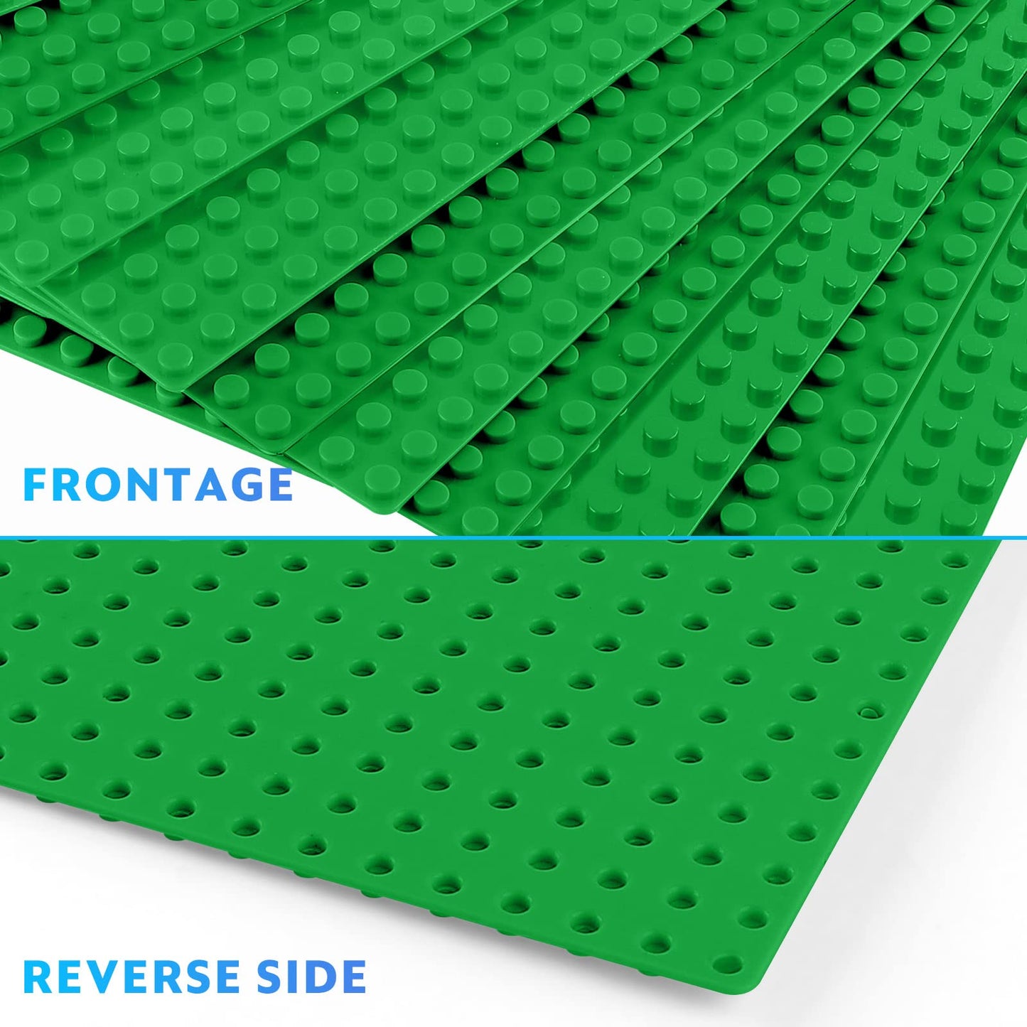 Pokiiulk Classic Building Plates - 10 Large 10"x10" Green Plastic Baseplates, Compatible with Major Brands, STEM Gift for Ages 3+