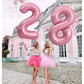Toniful 40 Inch Light Pink Large Numbers Balloons 0-9, Number 8 Digital 8 Helium Balloons, Pink Foil Mylar Big Number Pastel Bal