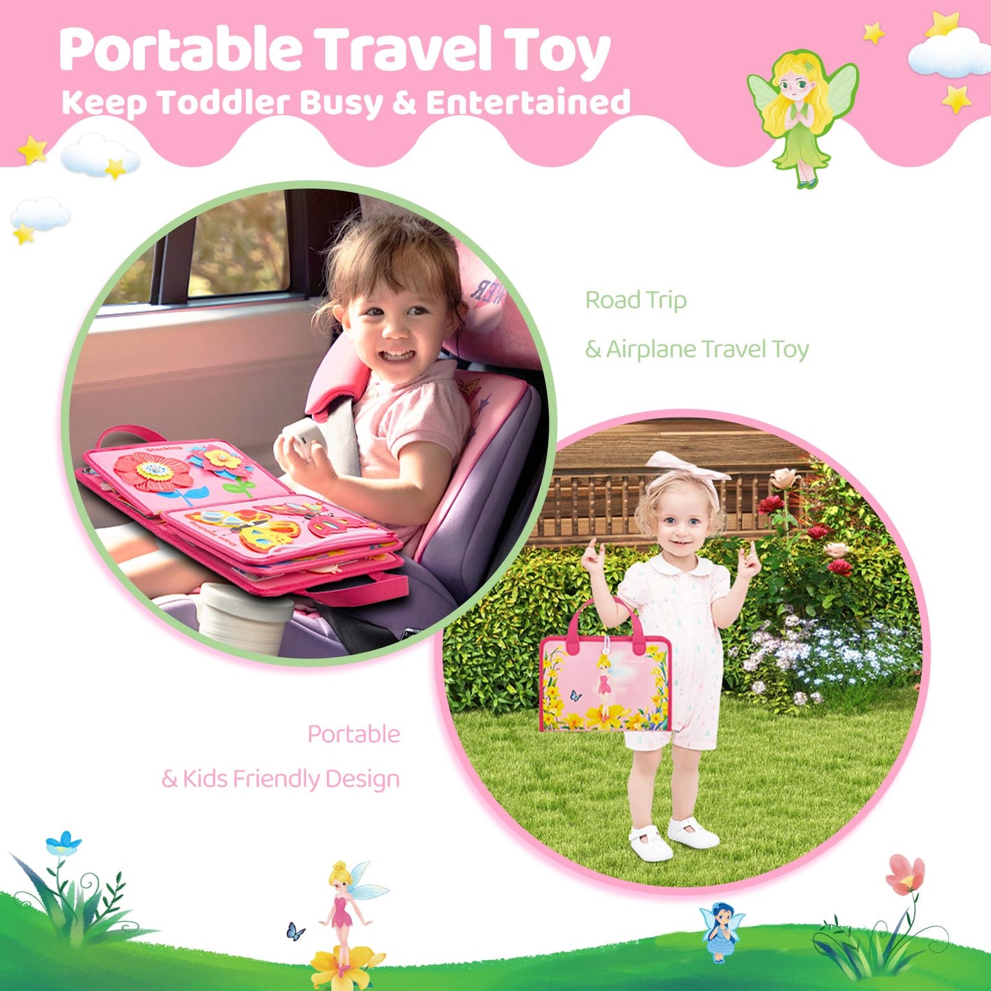 Kickduck Busy Board Montessori Toys For 3 4 Year Old Girls Birthday Gifts, Educational Activity Sensory Board Preschool Learning