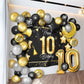 Happy 10Th Birthday Balloons Gold Set Decor - Cheers To 10 Years Old Party Theme Garland Star Moon Banner Backdrop Decorations F