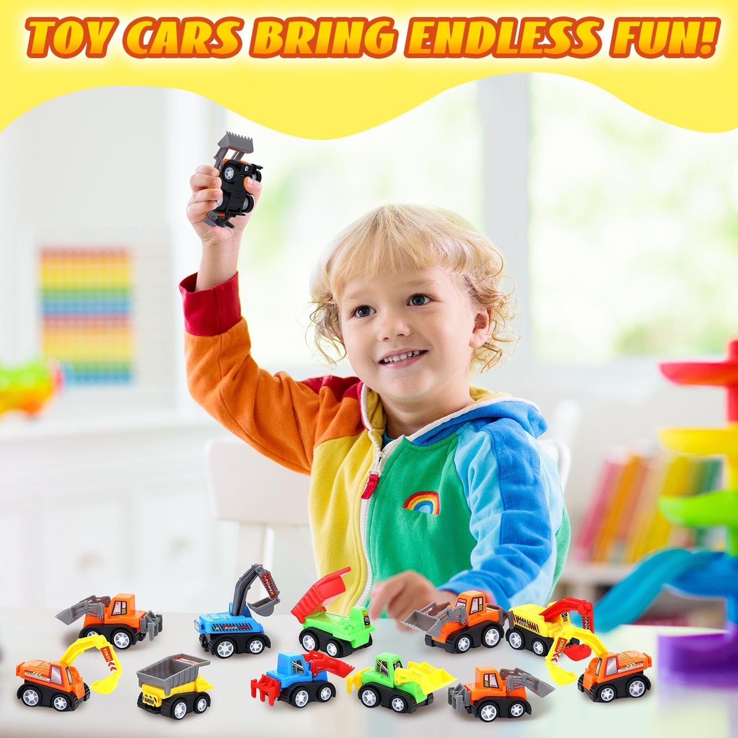 15 Pieces Mini Construction Car Toys Small Truck Toy Kit Mini Pull Back Vehicles Excavator Truck Tractor Kids Party Favors Pinat