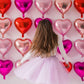Lovoir 12 Pcs Pink Heart Shape Foil Mylar Balloons 18 Inch Love Balloons For Valentine'S Day Birthday Party Decorations Wedding
