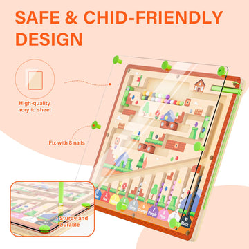 Zhiwuzhu Montessori Toys,Magnetic Color And Number Maze,Wooden Toys For Ages 2-4,Toddler Fine Motor Skills Toys For Boys Girls