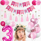 Sweet 3Rd Birthday Decorations For Baby Girl, Pink And White 3 Happy Birthday Balloons,3Rd Birthday Party Supplies For Daughter