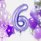 Purple Number 6 Balloon 40 Inch, Big Large Foil Helium Number Balloons, Giant Mylar Number 6 Balloons For 6 Year Old Birthday An
