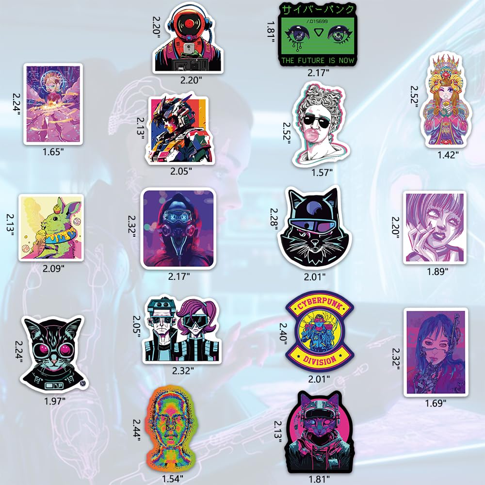 Detickers 75 Pcs Cyberpunk Stickers For Laptop Vaporwave Stickers For Adults Cyberpunk Stickers Waterproof Vaporwave Vinyl Stick