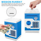Renvdsa Electronic Password Piggy Bank Kids Safe Bank Mini Atm Electronic Money Save Box Cash Coin Can (Blue White)