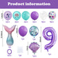 40 Inch Purple Number 9 Balloon,Giant Large Number 9 Balloon,9Th Birthday Mermaid Balloons,Children'S Birthday Party Baby Shower