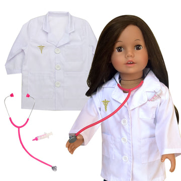 Sophias 18 Doll and Child Matching Doctor Lab Coats with Stethoscopes, Syringes, and Name Tags, 8 pc.