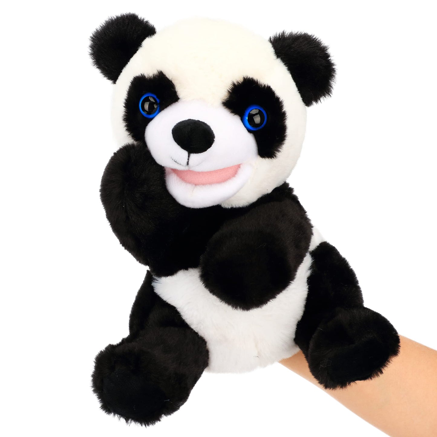 Easfan Panda Hand Puppet Plush Animal Toy With Movable Mouth For Role Play Storytelling Preschool Teaching Birthday Gifts For Kids Boys Girls, 9''
