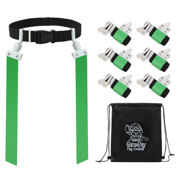 Gameday 6 Player Pop Flag Football Set-Complete W/Flags, Belts And Carry Backpack (Green)