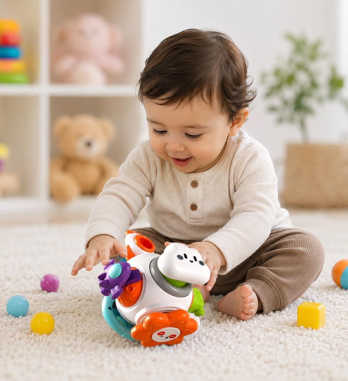 Jollyora Montessori Busy Cube Toy With Locks And Activity Panels, Hands On Fine Motor Skill Training Cube For Kids Early Learnin