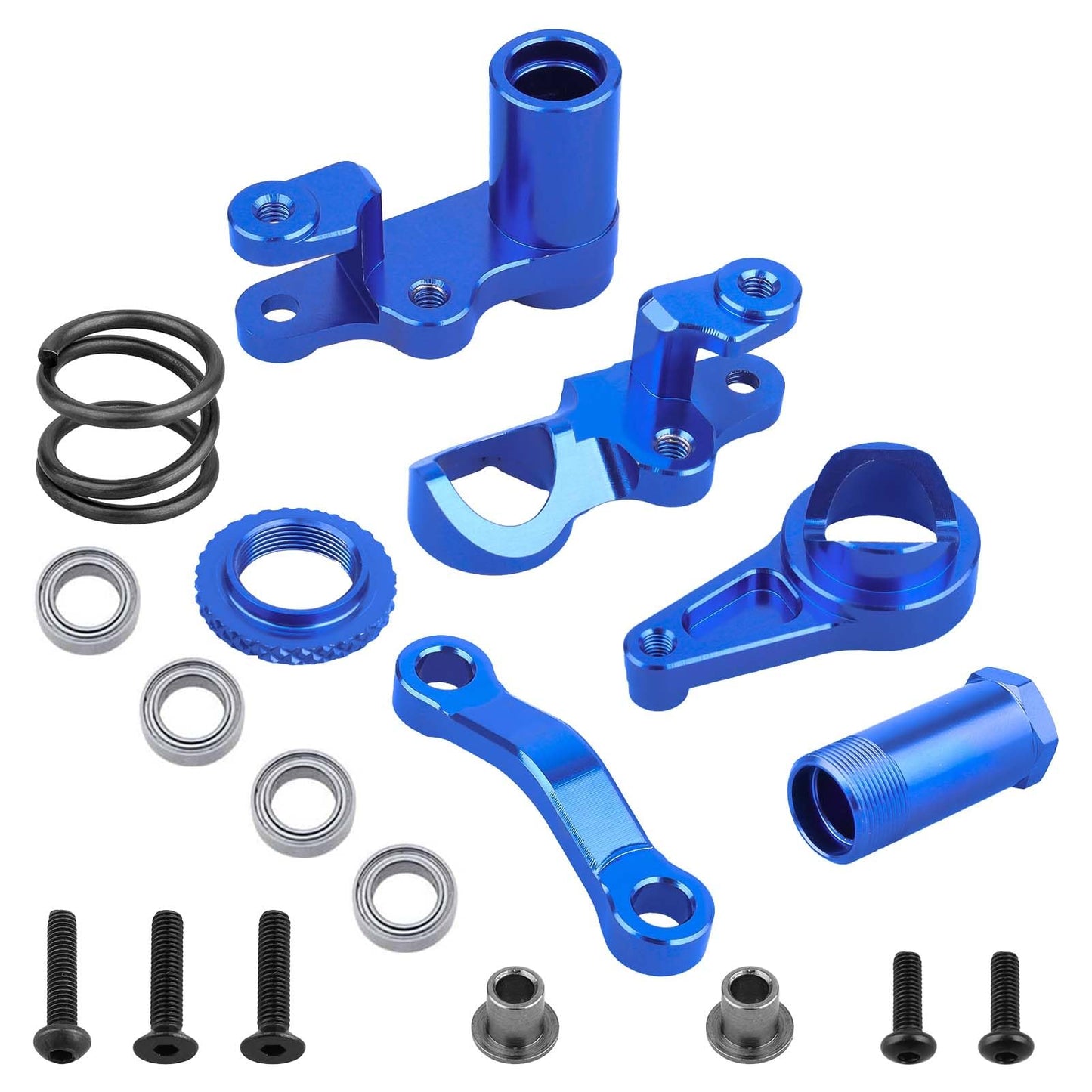 HobbyPark Aluminum Steering Bellcranks and Servo Saver Set w/Bearings For Traxxas 1/10 Slash 4x4 Hop-Up Upgrade Parts Navy Blue