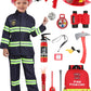 Firefighter Costume Kids 15 Pcs Fireman Dress-Up Toy Set Toddler Halloween Costumes Boys Girls Fire Fighter Hat With Gear Bag Ac