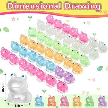 Chitidr 50 Pcs Luminous Mini Resin Frog 7 Colors Little Small Frogs Glow in The Dark Tiny Resin Frog Figures Bulk for Dollhouse