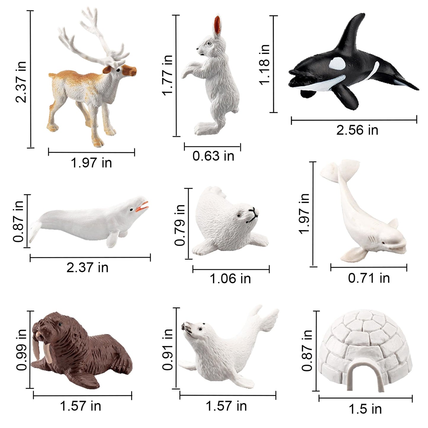 Batoho 18Pcs Arctic Animal Figures Set, Realistic Polar Animal Figurines Set Plastic Arctic Animal Habitat Diorama Decorations Kids Birthday Cake Toppers Toys Set