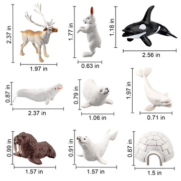 Batoho 18Pcs Arctic Animal Figures Set, Realistic Polar Animal Figurines Set Plastic Arctic Animal Habitat Diorama Decorations Kids Birthday Cake Toppers Toys Set