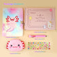 Pjdrllc Axolotl Diary With Lock, Gift For 8 9 10 Year Old Girl, Secret Diary Journal Notebook With Coin Purse, Multicolored Pen,