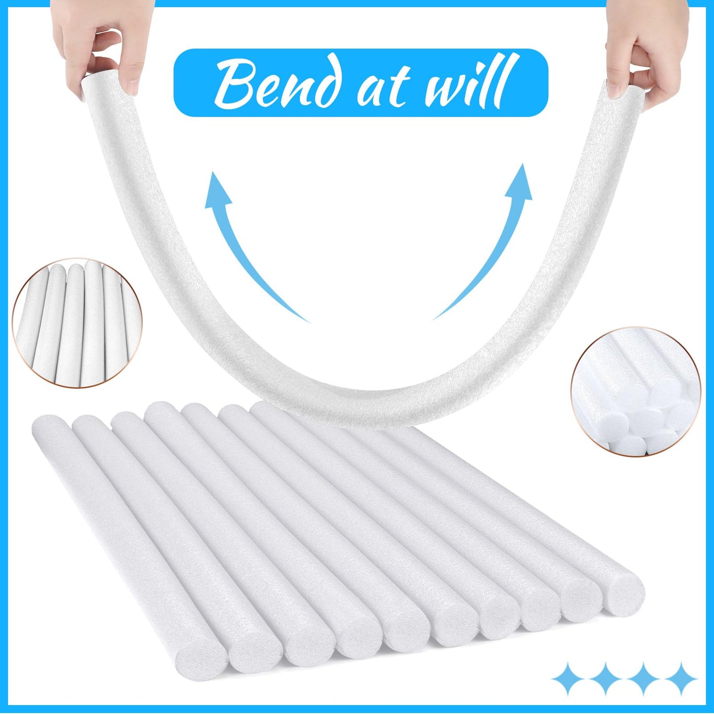 Kathfly 12 Pcs Floating Pool Noodles Foam Tube 1.5 X 35 Inches Floating Foam Tube Round Solid Foam Noodle For Adults Floating Sw