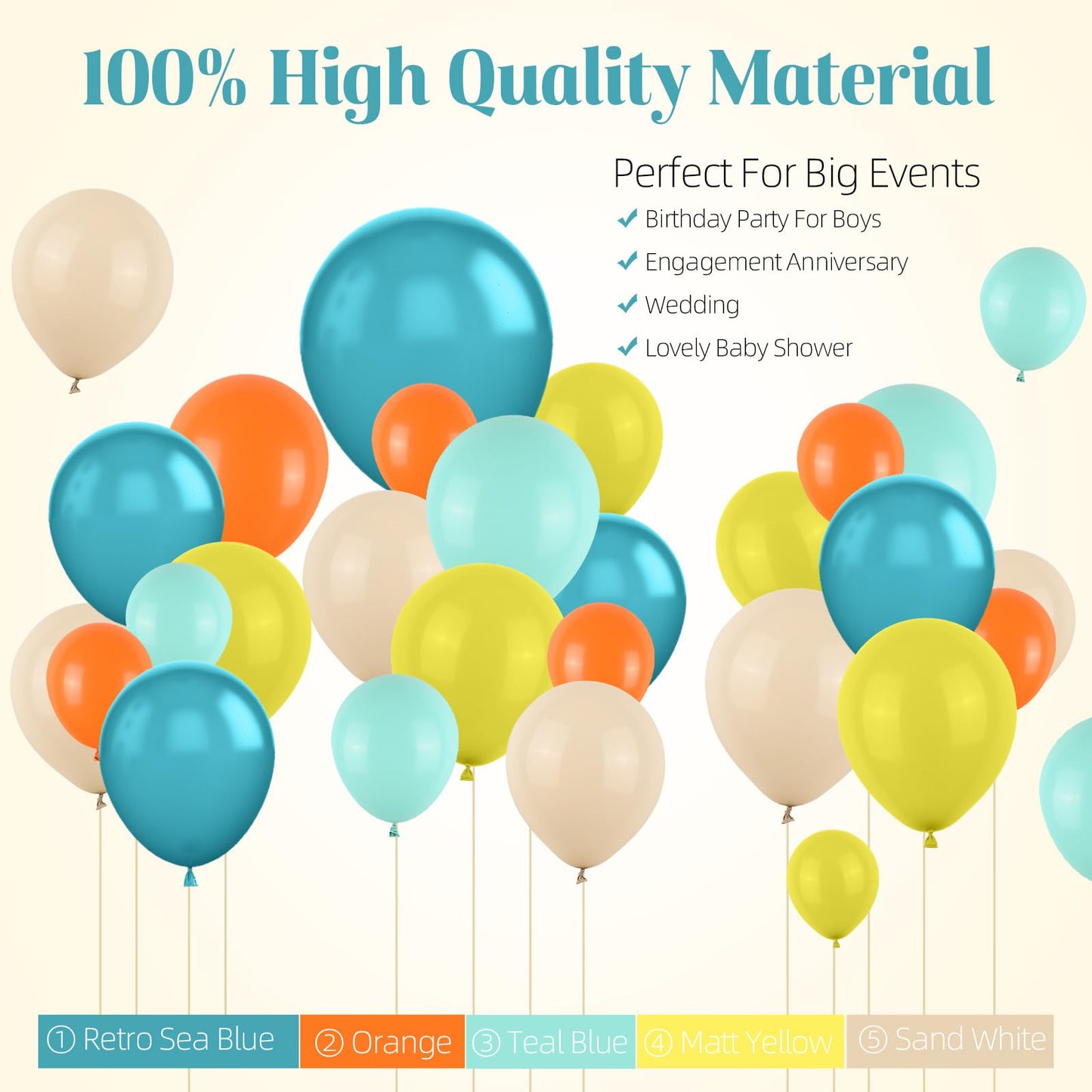 FunHot Here Comes The Son Balloon Arch Kit - Blue, Yellow, Orange Latex Balloons, Model B188-29E, Perfect for Boy Birthday & Baby Shower Decorations