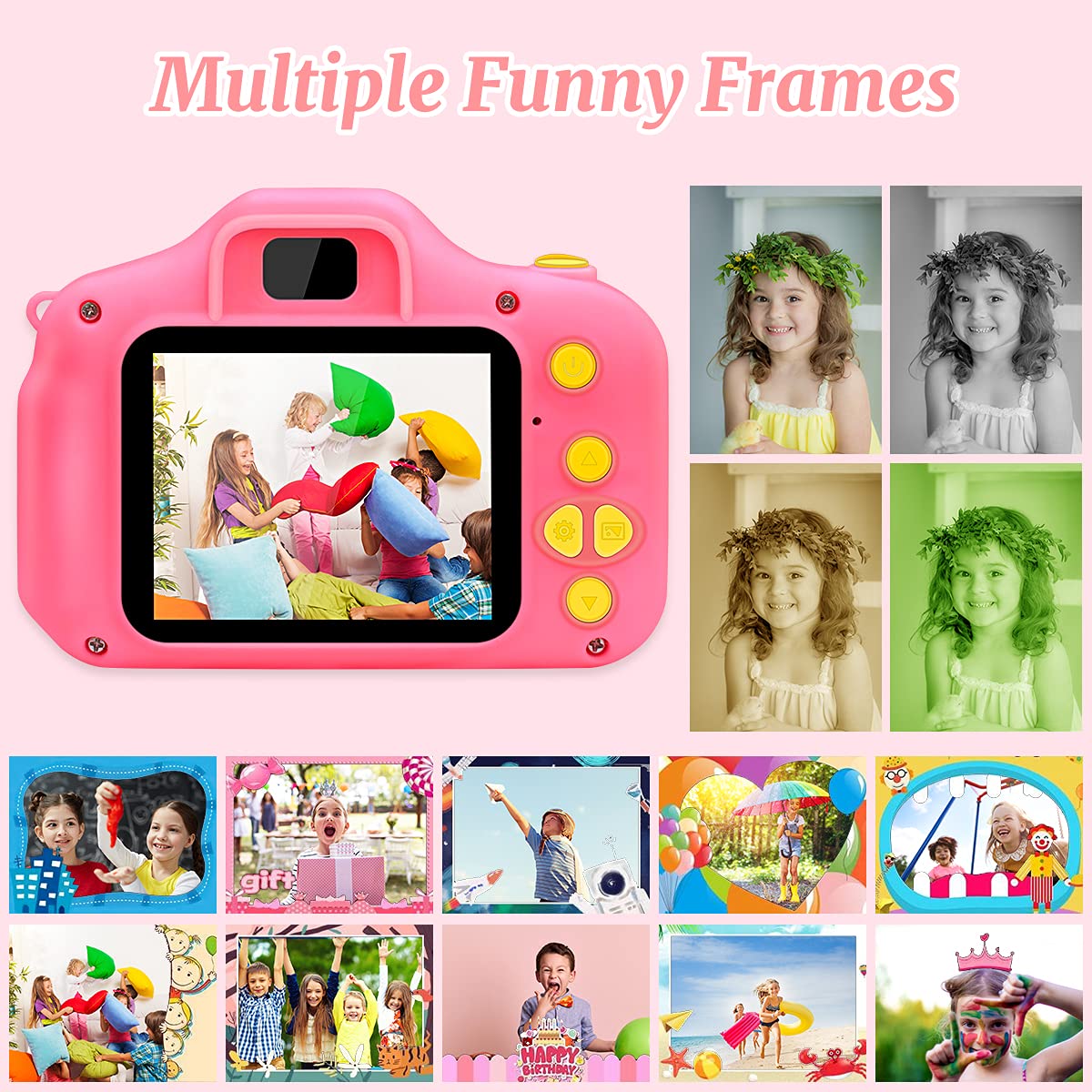 Ozmi Kids Camera Toys For 3-9 Year Old Girls, Kids Selfie Camera Compact For Child Little Hands, Smooth Shape Toddler Camera, Be