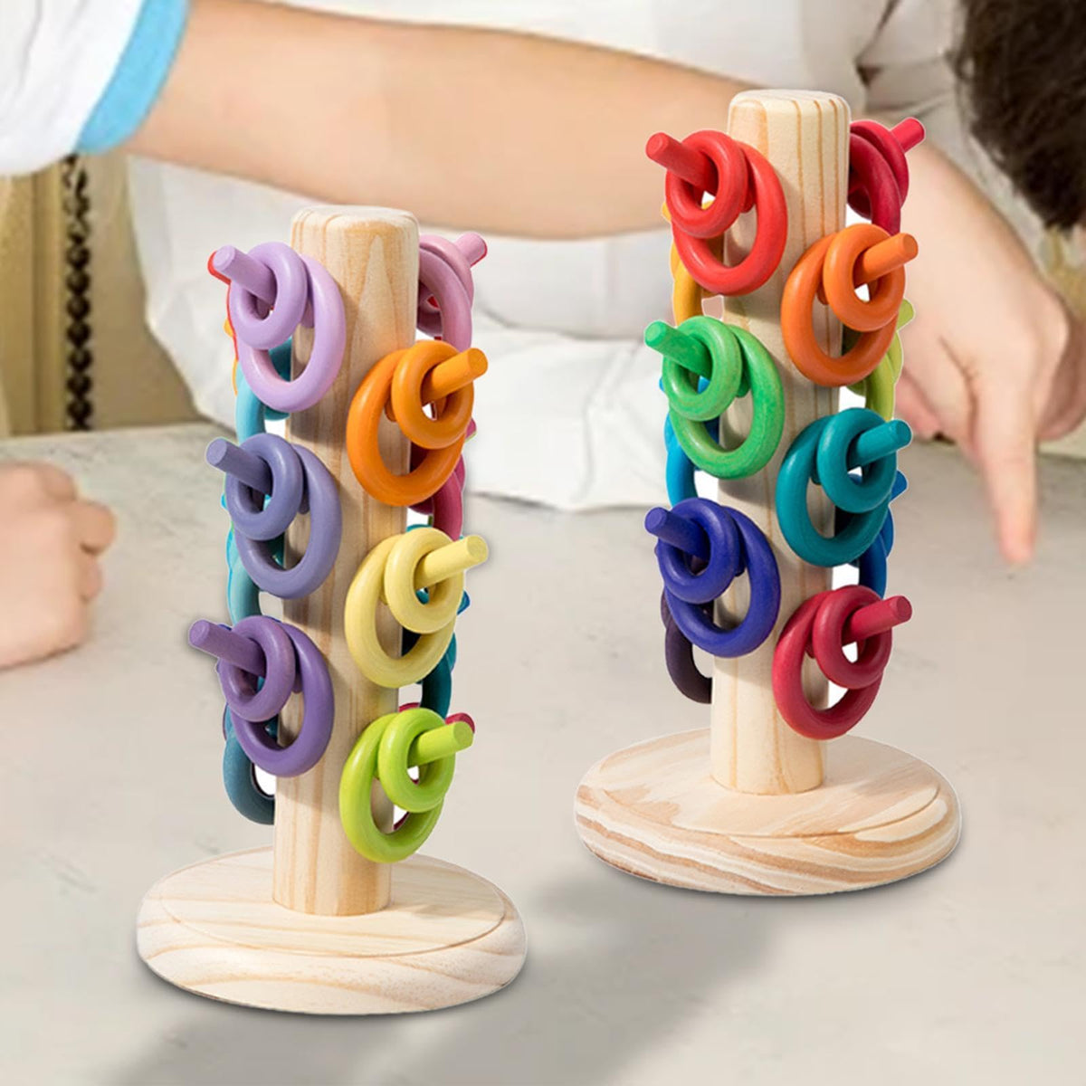 Atorse Counting Rings Early Learning Wooden Toys Montessori Toys For Kids Preschool A|Baby | Toys For Baby | Developmental Baby 