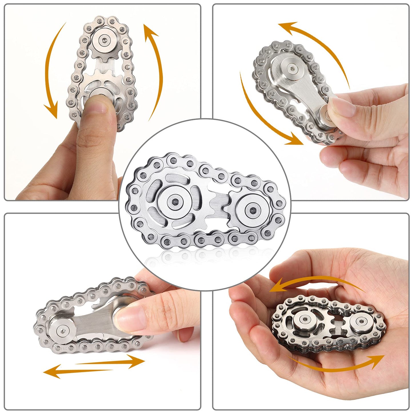 Gatwey Sprockets Chain Fidget Toys Metal Sensory Bike Chain Gears Fidgets Spinner For Adults Edc Novelty Toy Pack Pocket Size For Anxiety Relieve Boredom Adhd Autism (Gold Plating Sprockets)