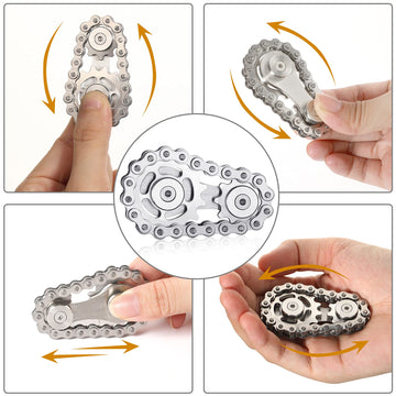 Gatwey Sprockets Chain Fidget Toys Metal Sensory Bike Chain Gears Fidgets Spinner For Adults Edc Novelty Toy Pack Pocket Size For Anxiety Relieve Boredom Adhd Autism (Gold Plating Sprockets)