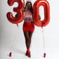 30 Balloon Number, Red Number 30Th Birthday Balloons 40 Inch, 30 Years Old Red Birthday Decorations For Men Women, 30Th Annivers