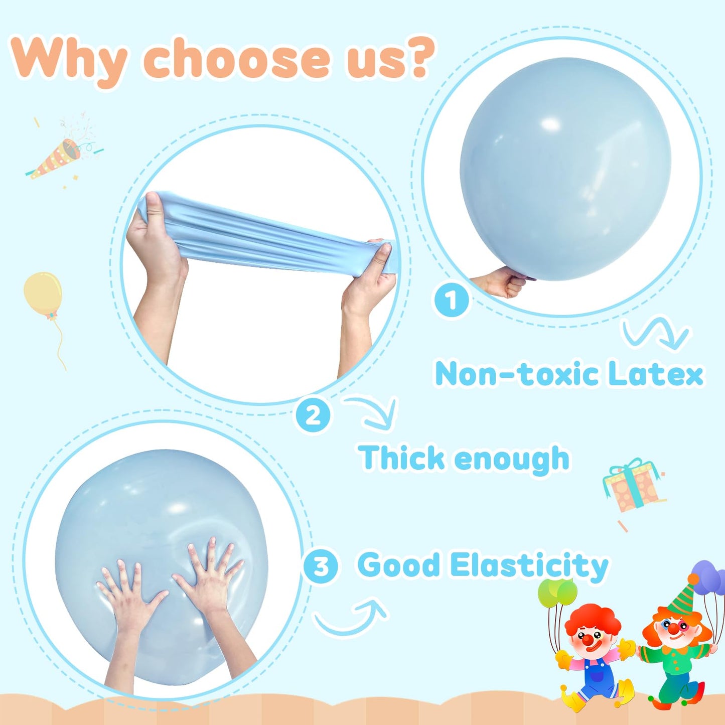 Giant Balloons 36 inch balloons, 4pcs Jumbo Pastel Blue Balloons Large Latex Balloons for Party Decorations, Birthday Decoration