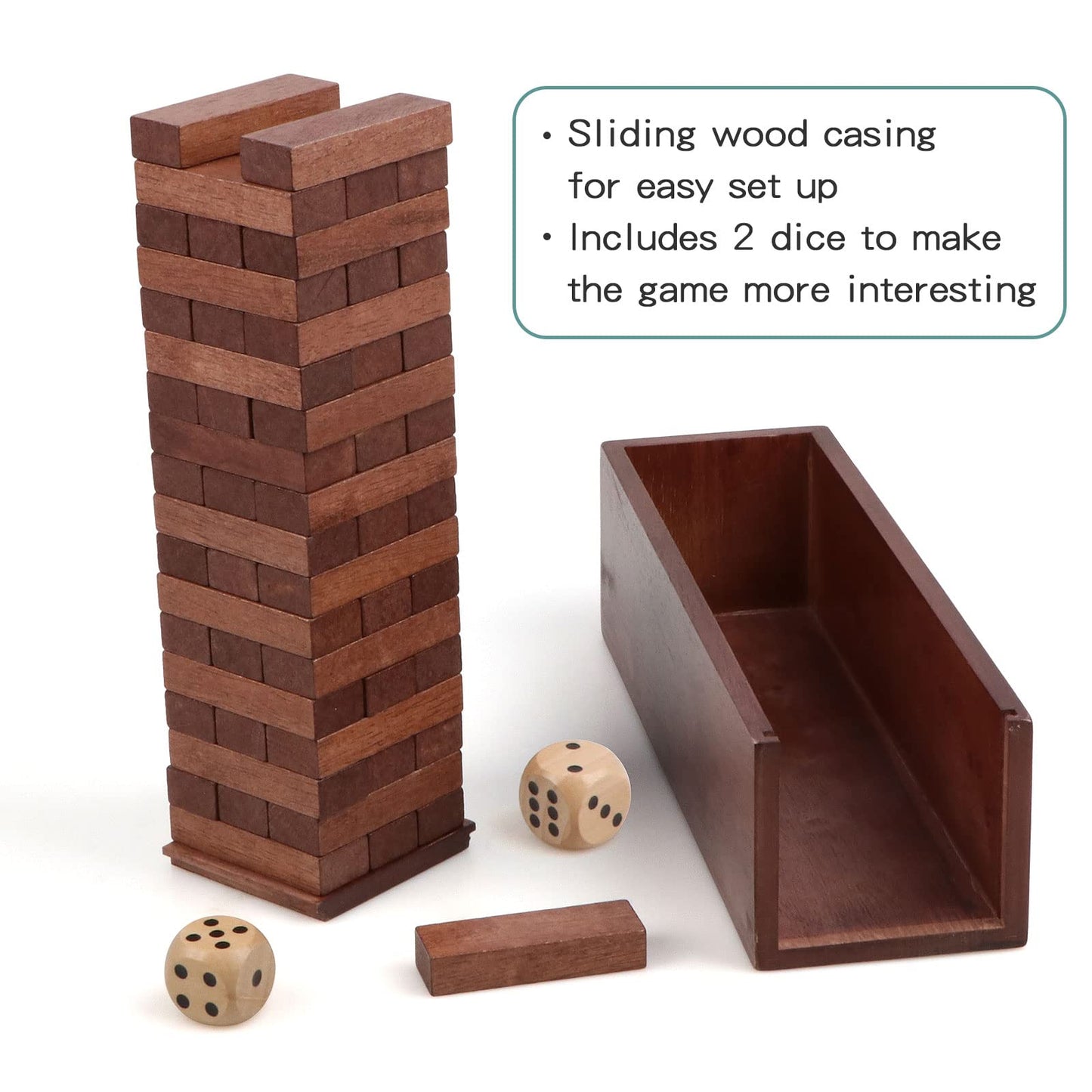 Canuan Wooden Blocks Stacking Games  54PCS Tumbling Tower Game for Kids mature-themed and Families  Wooden Stacking Tower Montessori Toys Tabletop Games Party Games with Storage Box