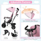 HONEY JOY Tricycle, Kids Trike Stroller w/Adjustable Push Handle & Canopy, Reversible Seat, Safety Belt, Folding Pedal, Cup Hold