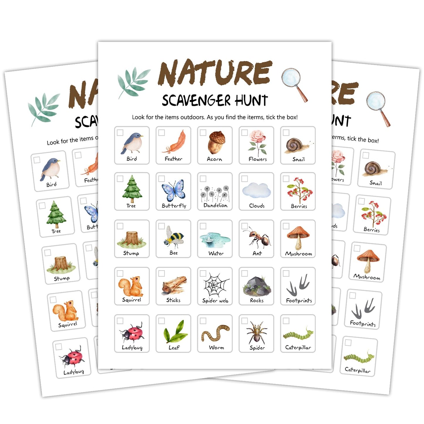 Ltazhyi Nature Scavenger Hunt Cards Set Of 30 Pcs, Nature Treasure Hunt Game For Family Friends, Outdoor Holiday Party Game Find