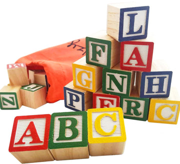 Skoolzy Abc Wooden Blocks For Toddlers 30 Wood Alphabet Blocks - 4 Pack, 120 Blocks Total - Montessori Stacking Letter Preschool Learning Toys Develop Language Skills Boys & Girls Ages 2+