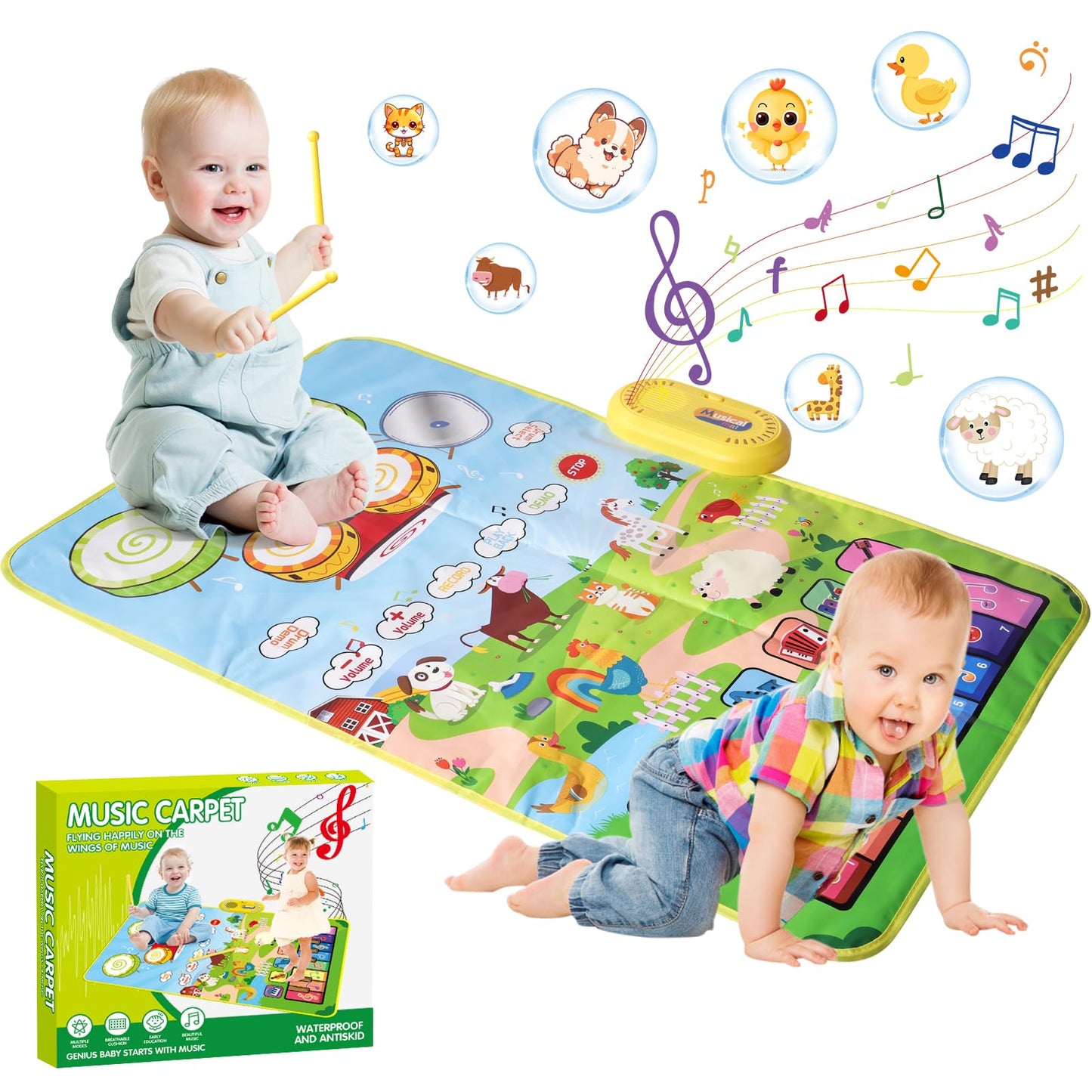 Toddler Toys For 1 2 3 Year Old Boy Toys For Ages 0-2, Piano Mat Baby Toys Gifts For 1 2 3 Year Old Boys Birthday Gift Sensory T
