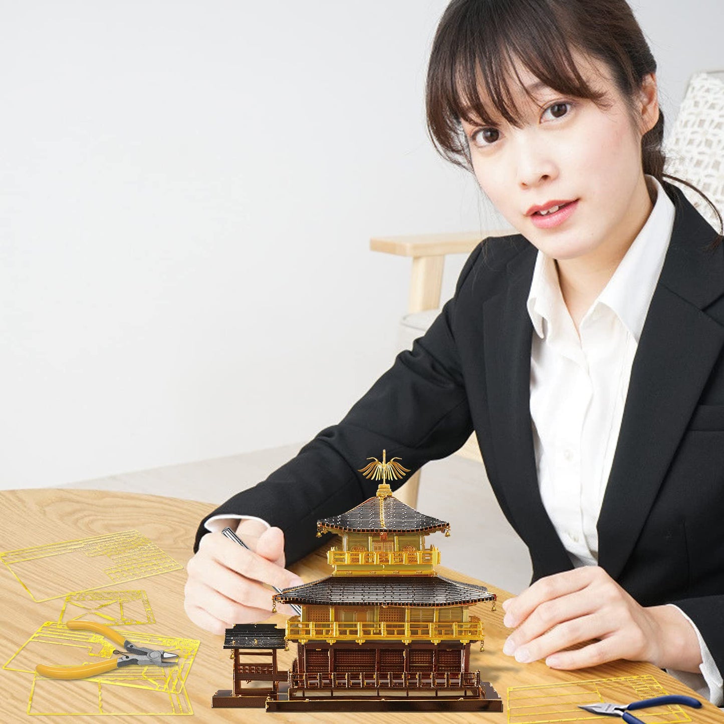 Piececool 3D Metal Model Kits For Adults, Kinkaku-Ji Golden Pavilion Model Building Kits, Challenging 3D Puzzles For Stress Relief Diy Craft Kits