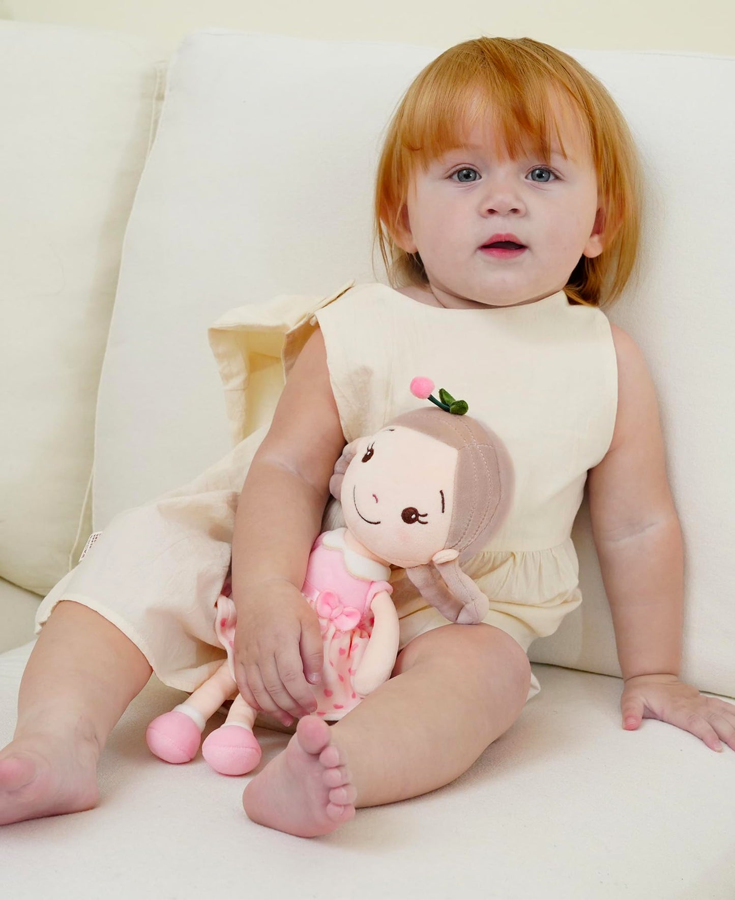GAGAKU Soft Plush Baby Doll for Girls (12 ) - My First Baby Doll Gift for Girls  Toddlers & Infants  Machine Washable Rag Doll Toy - Cherry Girl