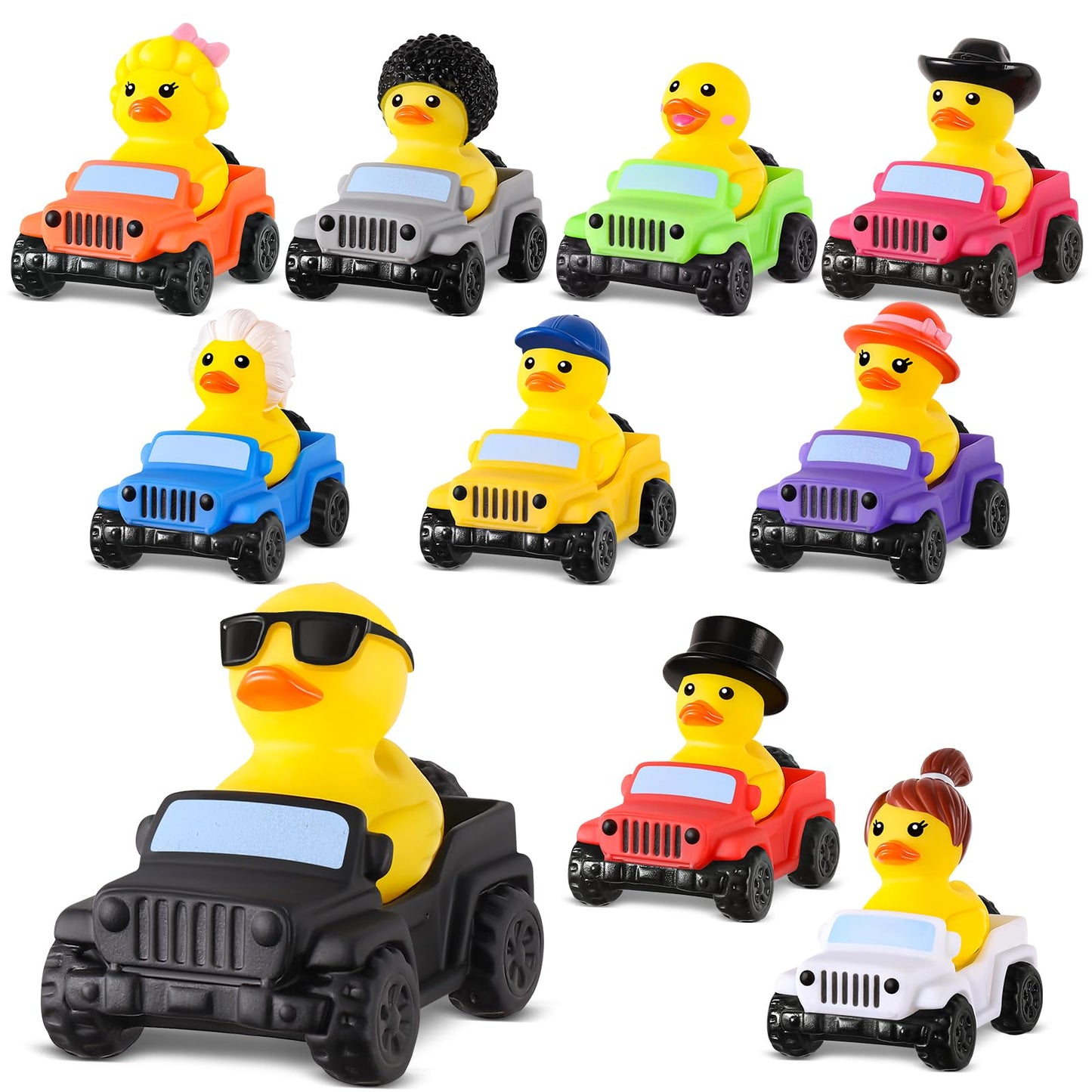 60 Pcs Jeep Ducks Rubber Ducks  2.8 Inch Jeep Ducks for Ducking  30 Rubber Ducks Assortment with 30 Jeeps  Ducks for Jeeps Collection  Valentines Day Birthdays Gifts Party Favors  Baby Bath Toy