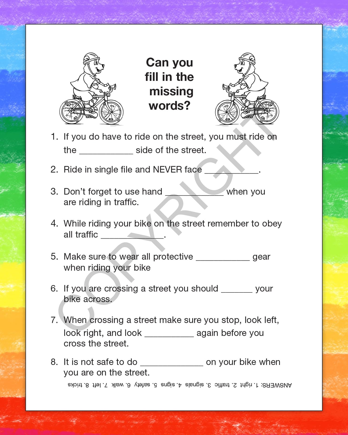 ZOCO - Bike Safety Educational Coloring & Activity Books (50 Bulk Pack, Without Crayons) - Bicycle Road Rules, Helmet Safety - F