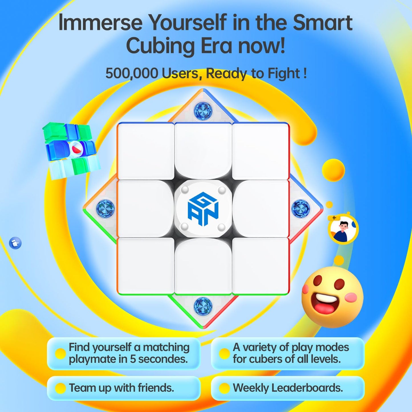 Gan 356 I Carry 2, Smart Speed Cube 3X3 Connected Speedcube Magnetic Intelligent Timer Tracking Movements Steps With App Online