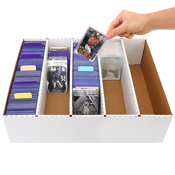 EBOAUSI 5 Row Trading Card Storage Box,3950-count Cardboard Storage Box with 32 Pcs Dividers+48 Pcs index Labels for Mtg, Tcg, S