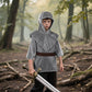 Kids Renaissance Imitative Chain Mail Shirt with Coif Medieval Knight Costume protective covering Tunic Costume Belt Set